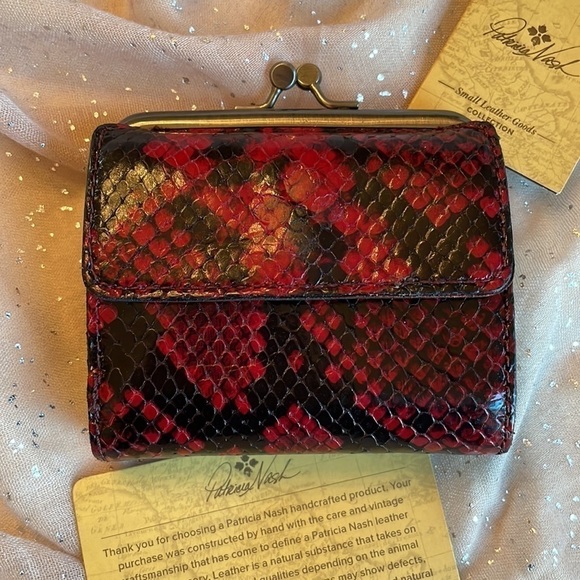 Brand New Patricia Nash Italian Python Genuine Leather Berry Red Astor Wallet - Picture 16 of 16